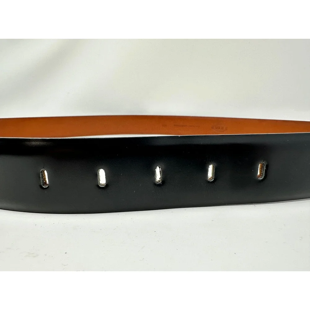 Tods Mens Black Leather Belt Silver Buckle Made in Italy Size 105 US 38